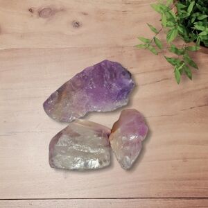 Brazilian Amethyst 3x Healing Crystals with random color pouch included